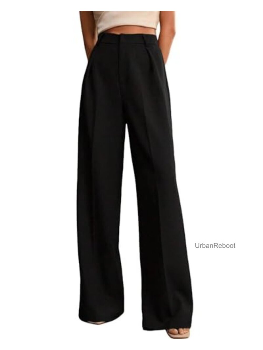 Wide Leg Dress Pants High Waist Business Casual Palazzo Trousers with Pockets